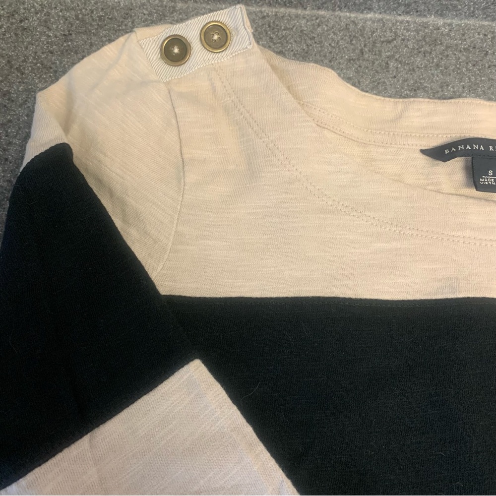 Banana Republic Striped 100% Cotton 3/4 Sleeves Shirt Women’s Size Small - Picture 3 of 5